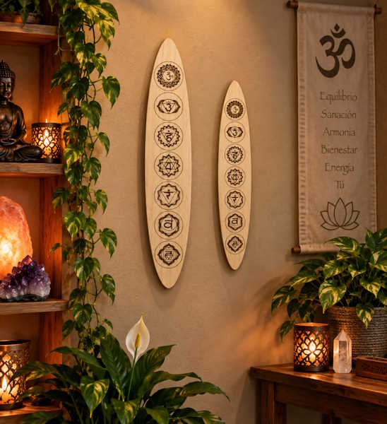 Retablo paulonia 7 chakras vertical